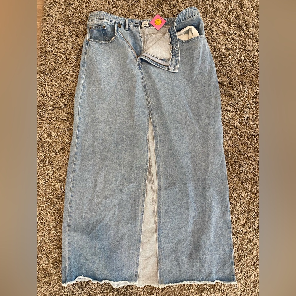 Dressed in LALA Light Blue Denim Skirt